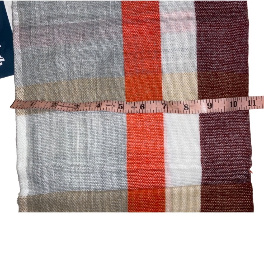 NWOT MODCLOTH Plaid Burgundy Orange White Cream Scarf